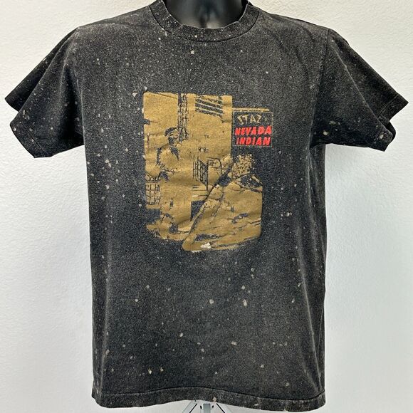 Vintage Stazs Nevada Indian Motorcycles T Shirt Mens Medium Biker Dealer Black - Picture 2 of 8